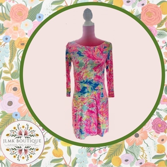 LILLY PULITZER SOPHIE DRESS IN MULTI PALM BEACH CORAL - EUC - Picture 2 of 12